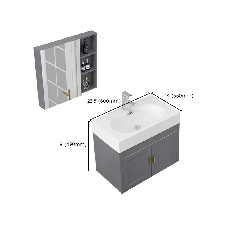 Modern Single Bath Vanity Wall Mount Ceramic Top Bathroom Vanity Clearhalo 'Bathroom Remodel & Bathroom Fixtures' 'Bathroom Vanities' 'bathroom_vanities' 'Home Improvement' 'home_improvement' 'home_improvement_bathroom_vanities' 7256351