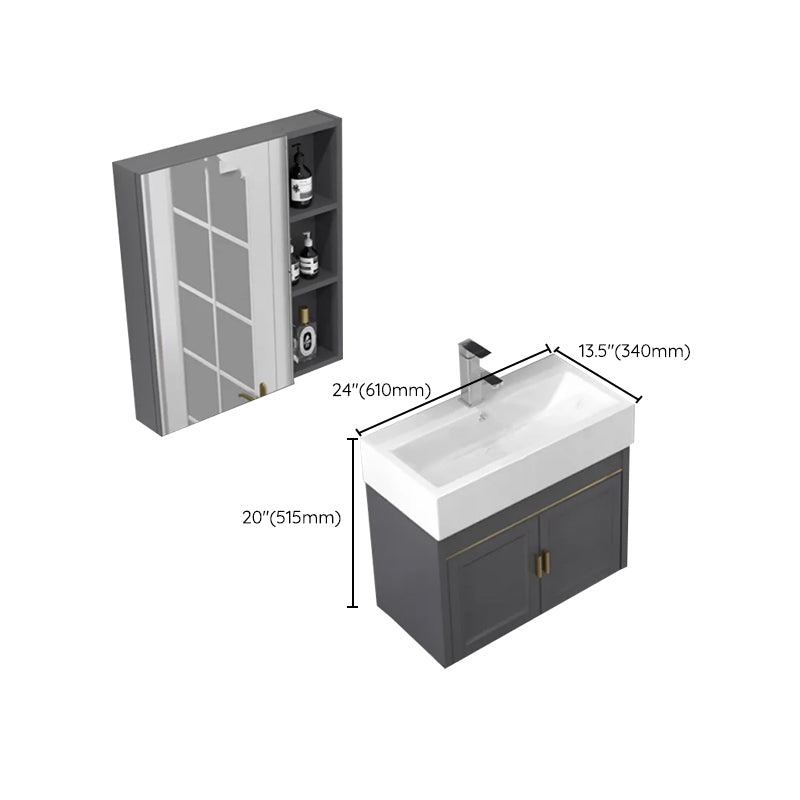 Modern Single Bath Vanity Wall Mount Ceramic Top Bathroom Vanity Clearhalo 'Bathroom Remodel & Bathroom Fixtures' 'Bathroom Vanities' 'bathroom_vanities' 'Home Improvement' 'home_improvement' 'home_improvement_bathroom_vanities' 7256352