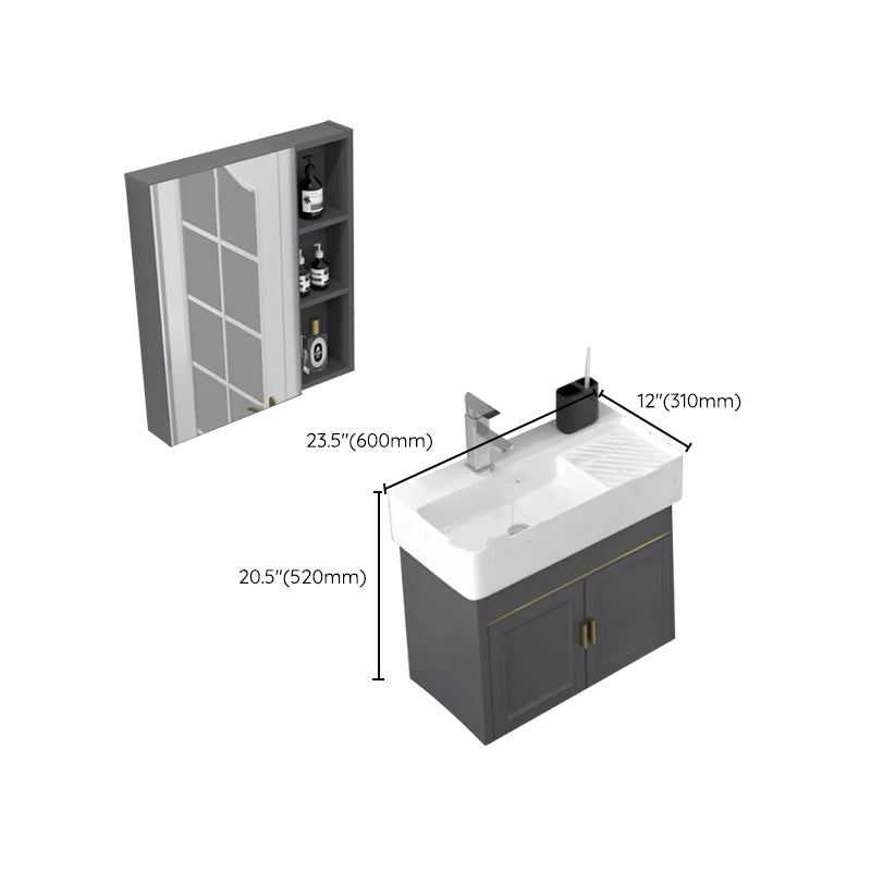 Modern Single Bath Vanity Wall Mount Ceramic Top Bathroom Vanity Clearhalo 'Bathroom Remodel & Bathroom Fixtures' 'Bathroom Vanities' 'bathroom_vanities' 'Home Improvement' 'home_improvement' 'home_improvement_bathroom_vanities' 7256353