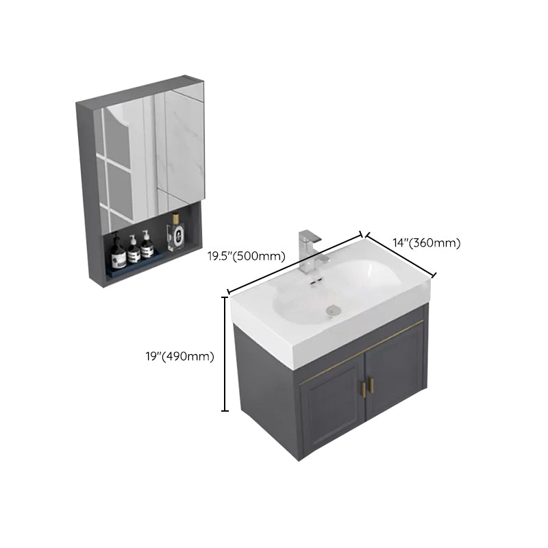 Modern Single Bath Vanity Wall Mount Ceramic Top Bathroom Vanity Clearhalo 'Bathroom Remodel & Bathroom Fixtures' 'Bathroom Vanities' 'bathroom_vanities' 'Home Improvement' 'home_improvement' 'home_improvement_bathroom_vanities' 7256356