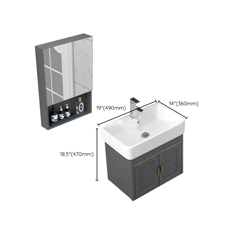 Modern Single Bath Vanity Wall Mount Ceramic Top Bathroom Vanity Clearhalo 'Bathroom Remodel & Bathroom Fixtures' 'Bathroom Vanities' 'bathroom_vanities' 'Home Improvement' 'home_improvement' 'home_improvement_bathroom_vanities' 7256358