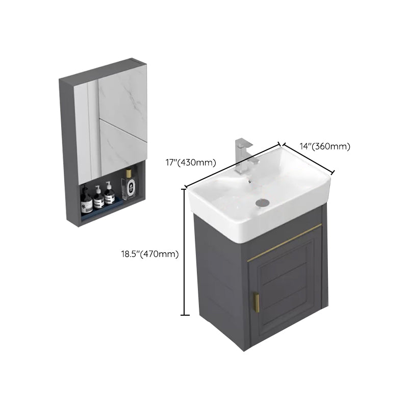 Modern Single Bath Vanity Wall Mount Ceramic Top Bathroom Vanity Clearhalo 'Bathroom Remodel & Bathroom Fixtures' 'Bathroom Vanities' 'bathroom_vanities' 'Home Improvement' 'home_improvement' 'home_improvement_bathroom_vanities' 7256359