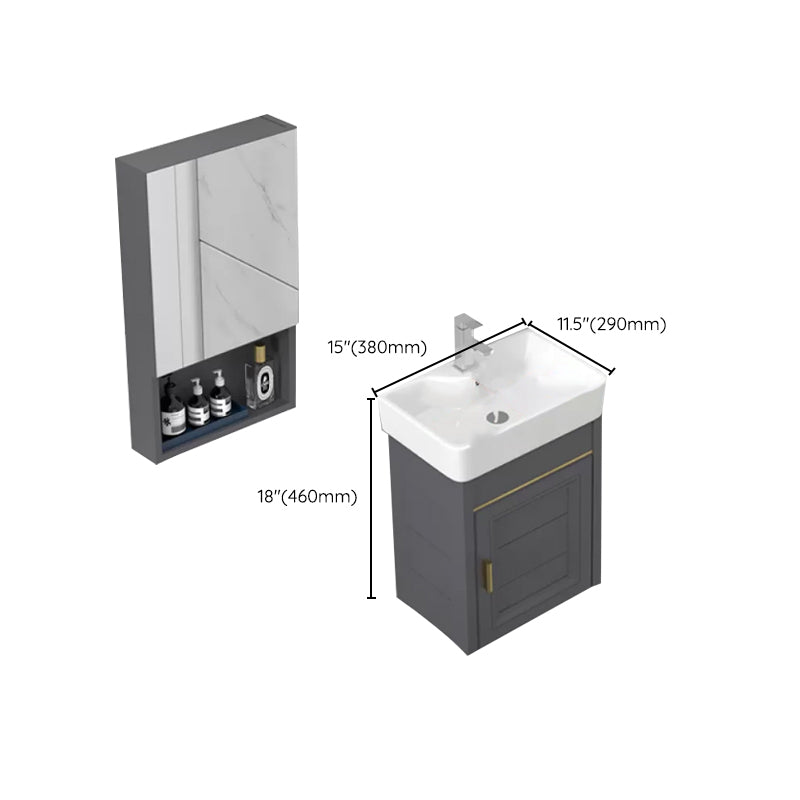 Modern Single Bath Vanity Wall Mount Ceramic Top Bathroom Vanity Clearhalo 'Bathroom Remodel & Bathroom Fixtures' 'Bathroom Vanities' 'bathroom_vanities' 'Home Improvement' 'home_improvement' 'home_improvement_bathroom_vanities' 7256360