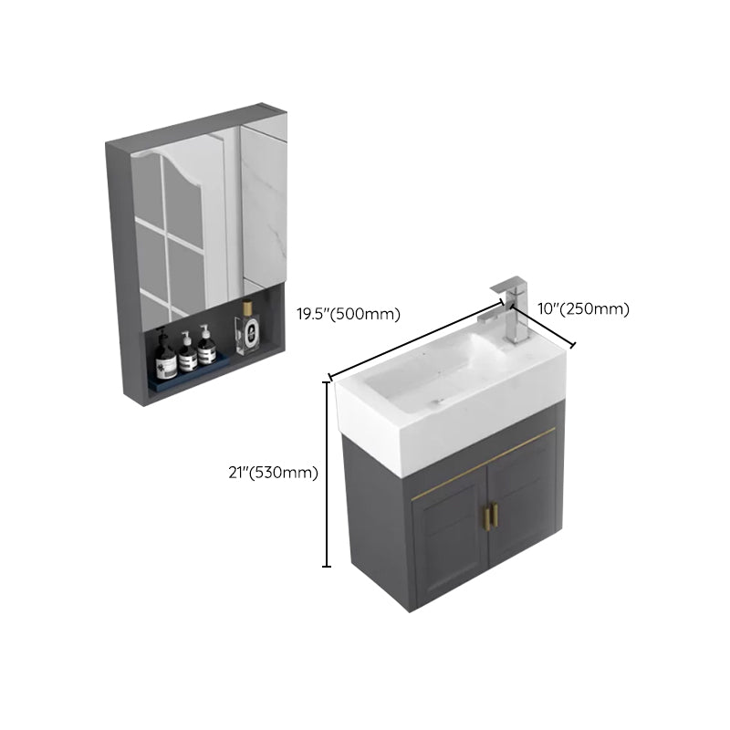 Modern Single Bath Vanity Wall Mount Ceramic Top Bathroom Vanity Clearhalo 'Bathroom Remodel & Bathroom Fixtures' 'Bathroom Vanities' 'bathroom_vanities' 'Home Improvement' 'home_improvement' 'home_improvement_bathroom_vanities' 7256362