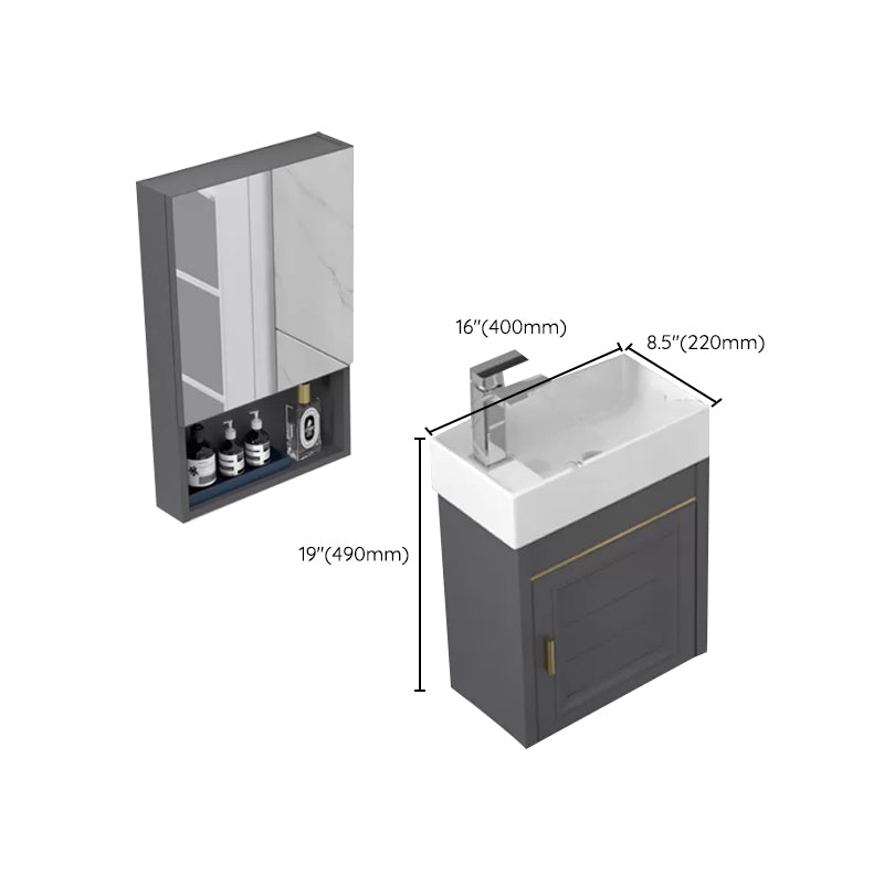 Modern Single Bath Vanity Wall Mount Ceramic Top Bathroom Vanity Clearhalo 'Bathroom Remodel & Bathroom Fixtures' 'Bathroom Vanities' 'bathroom_vanities' 'Home Improvement' 'home_improvement' 'home_improvement_bathroom_vanities' 7256363