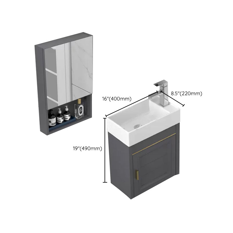 Modern Single Bath Vanity Wall Mount Ceramic Top Bathroom Vanity Clearhalo 'Bathroom Remodel & Bathroom Fixtures' 'Bathroom Vanities' 'bathroom_vanities' 'Home Improvement' 'home_improvement' 'home_improvement_bathroom_vanities' 7256364