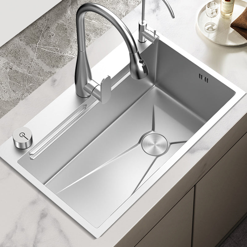 Single Basin Kitchen Sink Stainless Steel Modern Kitchen Sink Clearhalo 'Home Improvement' 'home_improvement' 'home_improvement_kitchen_sinks' 'Kitchen Remodel & Kitchen Fixtures' 'Kitchen Sinks & Faucet Components' 'Kitchen Sinks' 'kitchen_sinks' 7256452