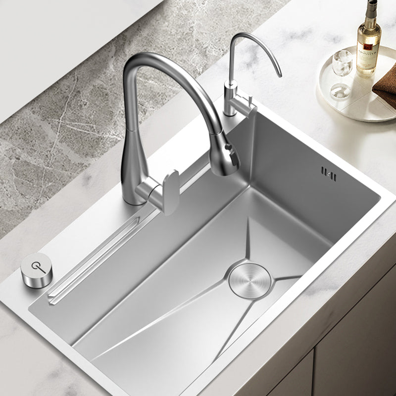 Single Basin Kitchen Sink Stainless Steel Modern Kitchen Sink Clearhalo 'Home Improvement' 'home_improvement' 'home_improvement_kitchen_sinks' 'Kitchen Remodel & Kitchen Fixtures' 'Kitchen Sinks & Faucet Components' 'Kitchen Sinks' 'kitchen_sinks' 7256459