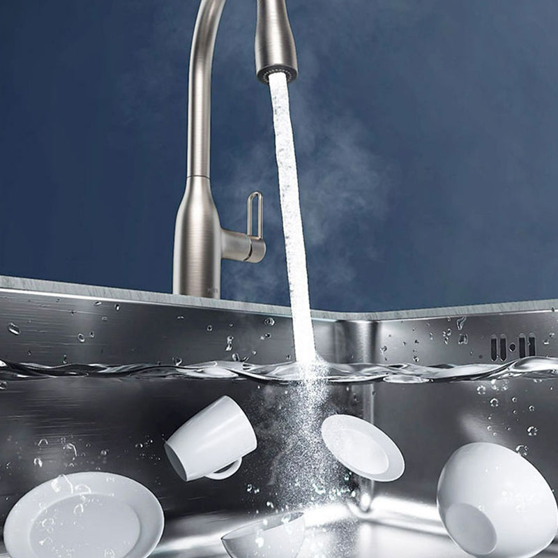 Stainless Steel Kitchen Sink Single Basin Kitchen Sink with Faucet Included Clearhalo 'Home Improvement' 'home_improvement' 'home_improvement_kitchen_sinks' 'Kitchen Remodel & Kitchen Fixtures' 'Kitchen Sinks & Faucet Components' 'Kitchen Sinks' 'kitchen_sinks' 7256480