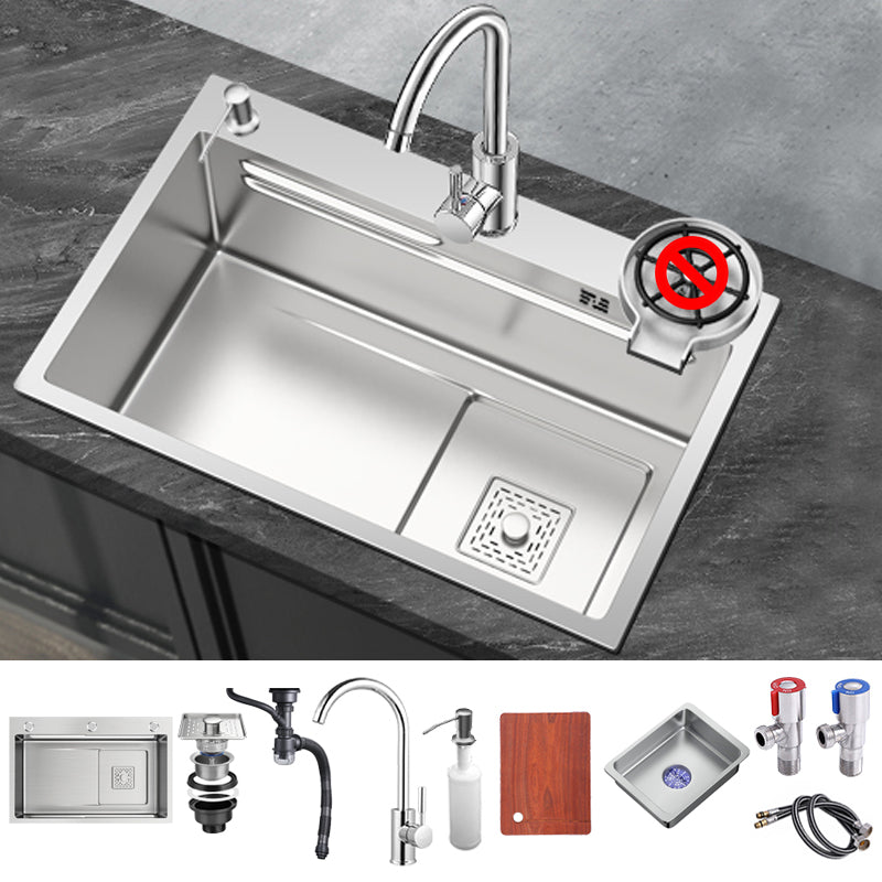 Stainless Steel Kitchen Sink 1-Bowl Kitchen Sink with Faucets Included Round Faucet Clearhalo 'Home Improvement' 'home_improvement' 'home_improvement_kitchen_sinks' 'Kitchen Remodel & Kitchen Fixtures' 'Kitchen Sinks & Faucet Components' 'Kitchen Sinks' 'kitchen_sinks' 7256487
