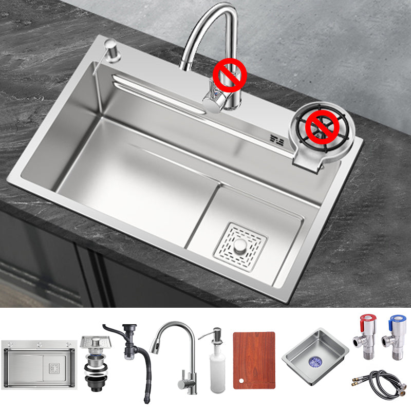 Stainless Steel Kitchen Sink 1-Bowl Kitchen Sink with Faucets Included Pull Out Faucet Clearhalo 'Home Improvement' 'home_improvement' 'home_improvement_kitchen_sinks' 'Kitchen Remodel & Kitchen Fixtures' 'Kitchen Sinks & Faucet Components' 'Kitchen Sinks' 'kitchen_sinks' 7256488