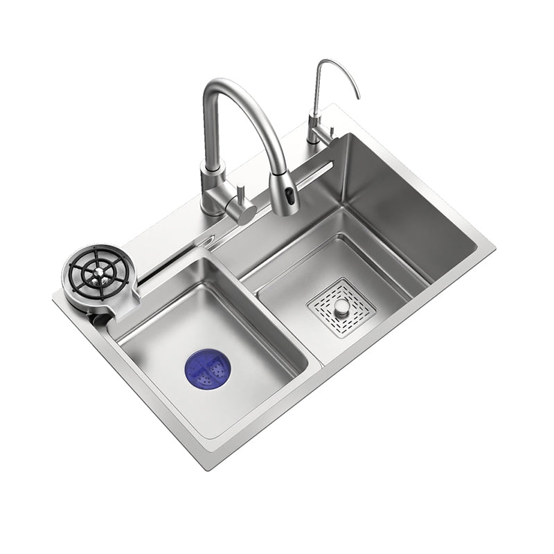 Stainless Steel Kitchen Sink 1-Bowl Kitchen Sink with Faucets Included Clearhalo 'Home Improvement' 'home_improvement' 'home_improvement_kitchen_sinks' 'Kitchen Remodel & Kitchen Fixtures' 'Kitchen Sinks & Faucet Components' 'Kitchen Sinks' 'kitchen_sinks' 7256495