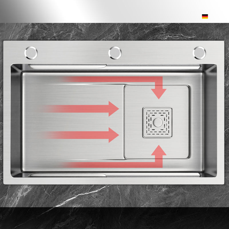 Stainless Steel Kitchen Sink 1-Bowl Kitchen Sink with Faucets Included Clearhalo 'Home Improvement' 'home_improvement' 'home_improvement_kitchen_sinks' 'Kitchen Remodel & Kitchen Fixtures' 'Kitchen Sinks & Faucet Components' 'Kitchen Sinks' 'kitchen_sinks' 7256497