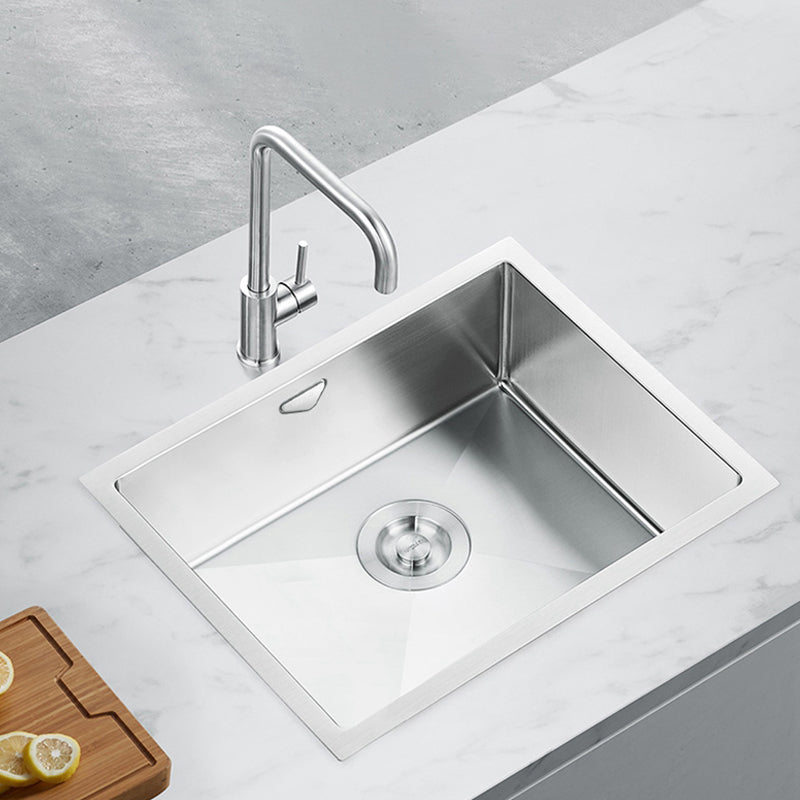 Stainless Steel Kitchen Sink Rectangular Shape Kitchen Sink with 1-Bowl Clearhalo 'Home Improvement' 'home_improvement' 'home_improvement_kitchen_sinks' 'Kitchen Remodel & Kitchen Fixtures' 'Kitchen Sinks & Faucet Components' 'Kitchen Sinks' 'kitchen_sinks' 7256507