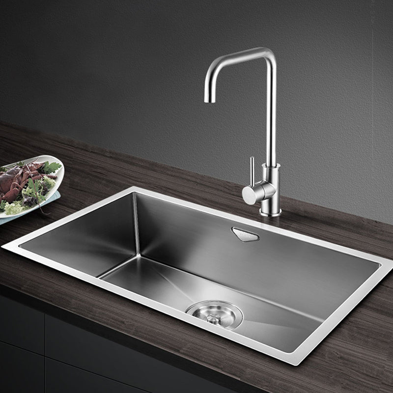Stainless Steel Kitchen Sink Rectangular Shape Kitchen Sink with 1-Bowl Clearhalo 'Home Improvement' 'home_improvement' 'home_improvement_kitchen_sinks' 'Kitchen Remodel & Kitchen Fixtures' 'Kitchen Sinks & Faucet Components' 'Kitchen Sinks' 'kitchen_sinks' 7256510