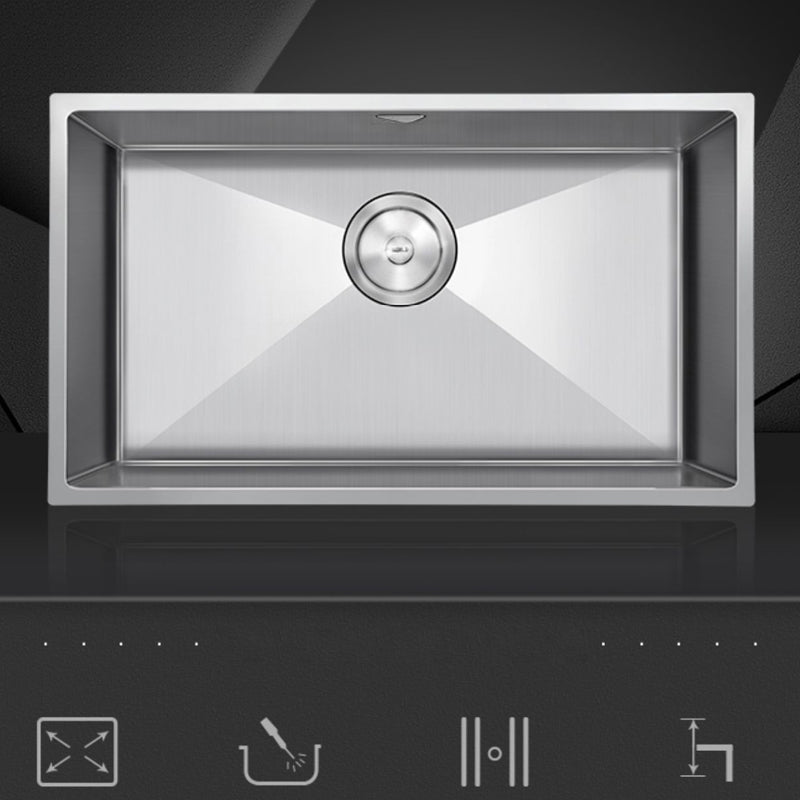 Stainless Steel Kitchen Sink Rectangular Shape Kitchen Sink with 1-Bowl Clearhalo 'Home Improvement' 'home_improvement' 'home_improvement_kitchen_sinks' 'Kitchen Remodel & Kitchen Fixtures' 'Kitchen Sinks & Faucet Components' 'Kitchen Sinks' 'kitchen_sinks' 7256515
