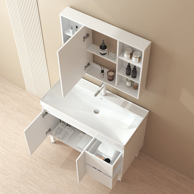 Wooden Sink Vanity Modern White Single-Sink Rectangular Vanity Set Clearhalo 'Bathroom Remodel & Bathroom Fixtures' 'Bathroom Vanities' 'bathroom_vanities' 'Home Improvement' 'home_improvement' 'home_improvement_bathroom_vanities' 7257056
