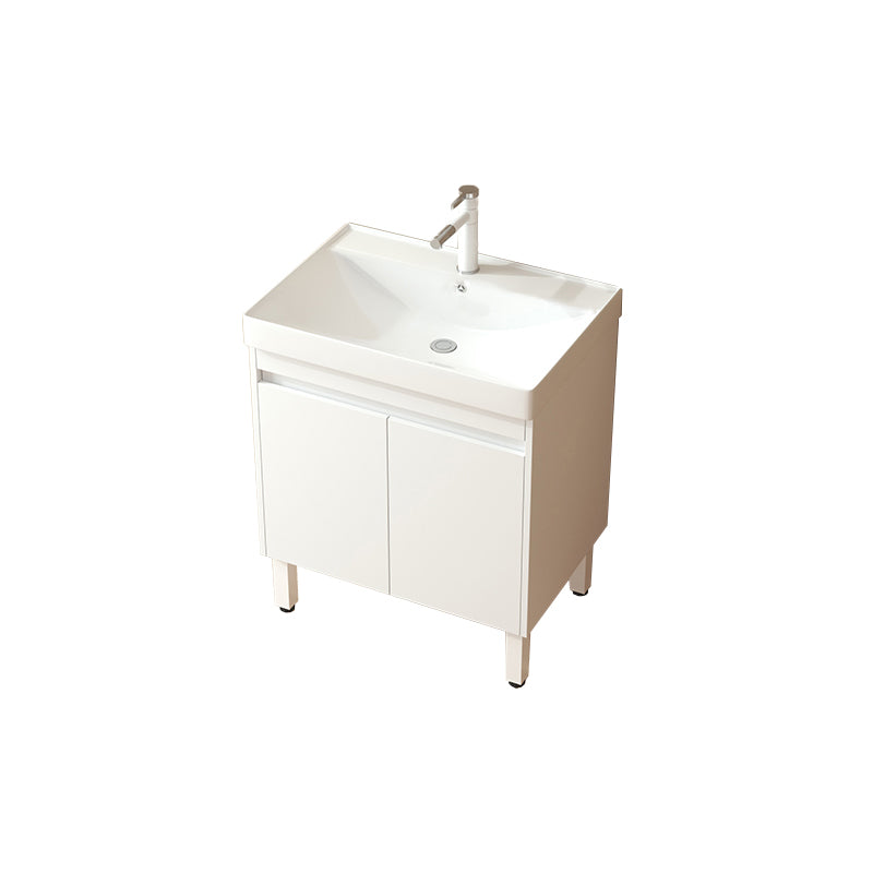 Wooden Sink Vanity Modern White Single-Sink Rectangular Vanity Set Vanity & Faucet 28"L x 19"W x 33"H Clearhalo 'Bathroom Remodel & Bathroom Fixtures' 'Bathroom Vanities' 'bathroom_vanities' 'Home Improvement' 'home_improvement' 'home_improvement_bathroom_vanities' 7257069