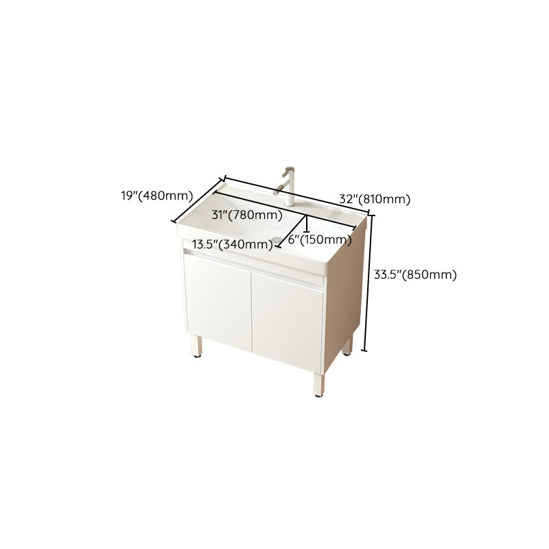 Wooden Sink Vanity Modern White Single-Sink Rectangular Vanity Set Clearhalo 'Bathroom Remodel & Bathroom Fixtures' 'Bathroom Vanities' 'bathroom_vanities' 'Home Improvement' 'home_improvement' 'home_improvement_bathroom_vanities' 7257074