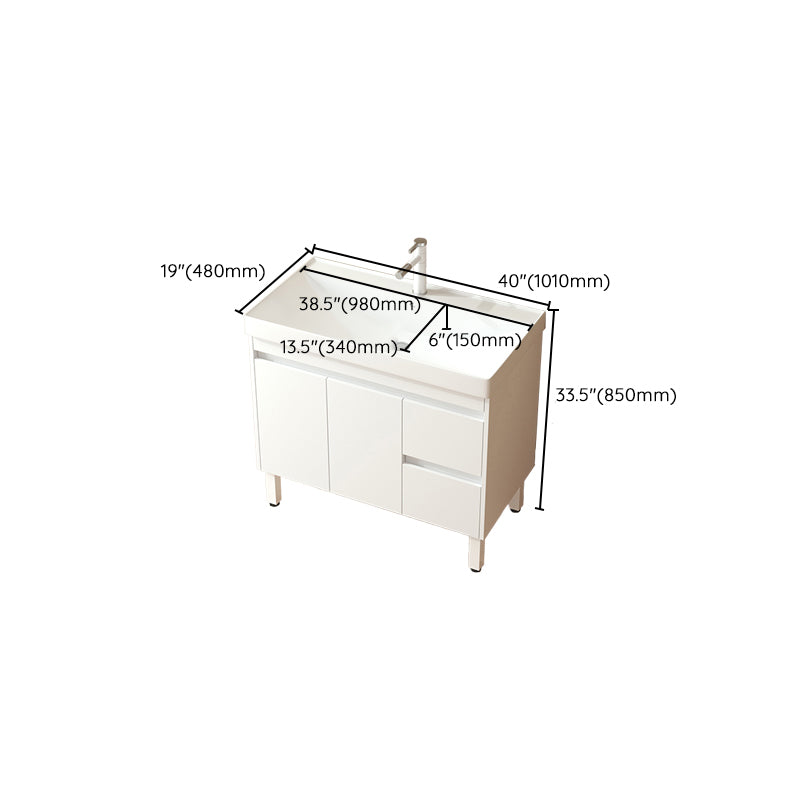 Wooden Sink Vanity Modern White Single-Sink Rectangular Vanity Set Clearhalo 'Bathroom Remodel & Bathroom Fixtures' 'Bathroom Vanities' 'bathroom_vanities' 'Home Improvement' 'home_improvement' 'home_improvement_bathroom_vanities' 7257076
