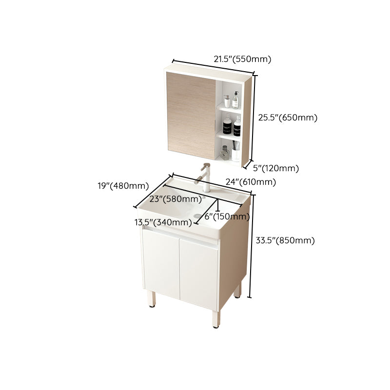 Wooden Sink Vanity Modern White Single-Sink Rectangular Vanity Set Clearhalo 'Bathroom Remodel & Bathroom Fixtures' 'Bathroom Vanities' 'bathroom_vanities' 'Home Improvement' 'home_improvement' 'home_improvement_bathroom_vanities' 7257077