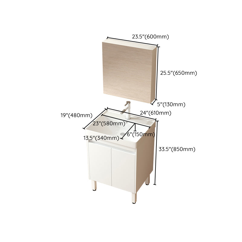 Wooden Sink Vanity Modern White Single-Sink Rectangular Vanity Set Clearhalo 'Bathroom Remodel & Bathroom Fixtures' 'Bathroom Vanities' 'bathroom_vanities' 'Home Improvement' 'home_improvement' 'home_improvement_bathroom_vanities' 7257082