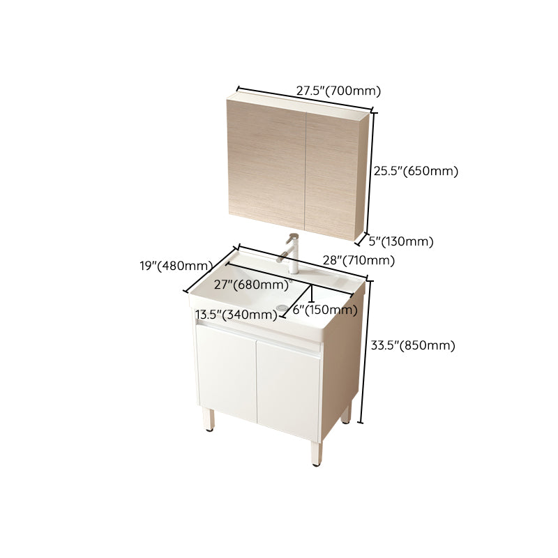 Wooden Sink Vanity Modern White Single-Sink Rectangular Vanity Set Clearhalo 'Bathroom Remodel & Bathroom Fixtures' 'Bathroom Vanities' 'bathroom_vanities' 'Home Improvement' 'home_improvement' 'home_improvement_bathroom_vanities' 7257083