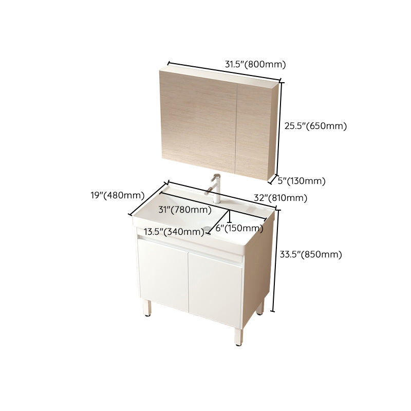 Wooden Sink Vanity Modern White Single-Sink Rectangular Vanity Set Clearhalo 'Bathroom Remodel & Bathroom Fixtures' 'Bathroom Vanities' 'bathroom_vanities' 'Home Improvement' 'home_improvement' 'home_improvement_bathroom_vanities' 7257084
