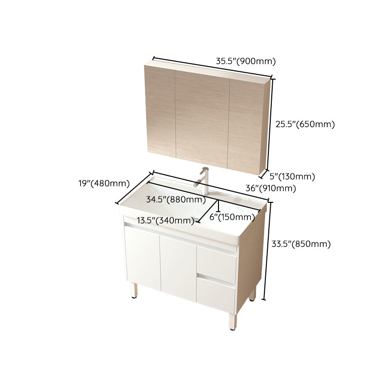 Wooden Sink Vanity Modern White Single-Sink Rectangular Vanity Set Clearhalo 'Bathroom Remodel & Bathroom Fixtures' 'Bathroom Vanities' 'bathroom_vanities' 'Home Improvement' 'home_improvement' 'home_improvement_bathroom_vanities' 7257085