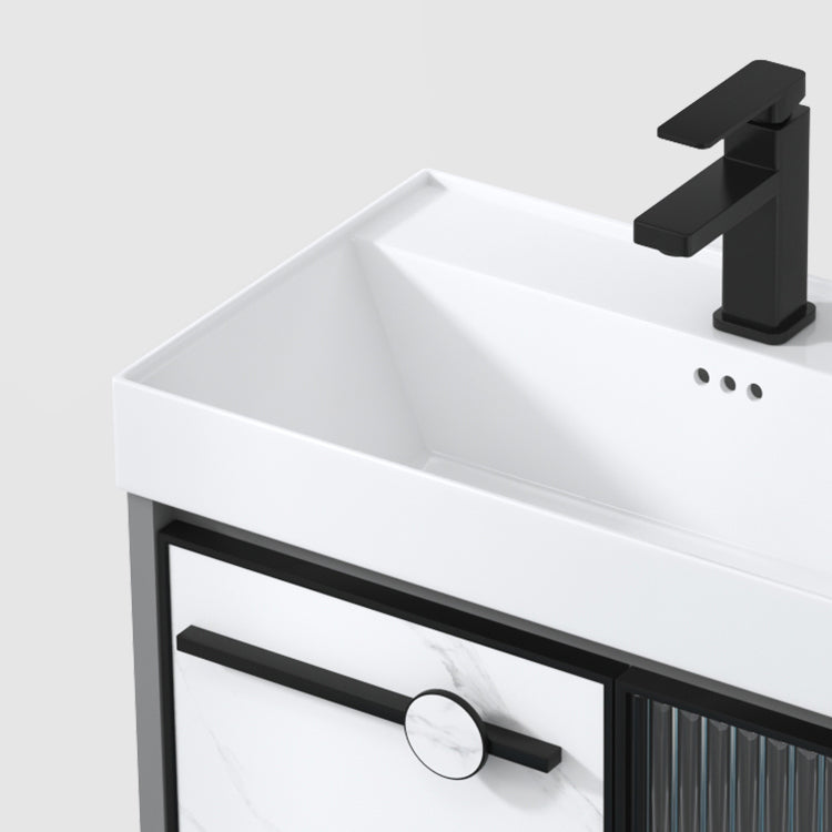Modern Single Sink Bathroom Vanity White Glass Rectangular Wall Mount Bath Vanity Clearhalo 'Bathroom Remodel & Bathroom Fixtures' 'Bathroom Vanities' 'bathroom_vanities' 'Home Improvement' 'home_improvement' 'home_improvement_bathroom_vanities' 7257094