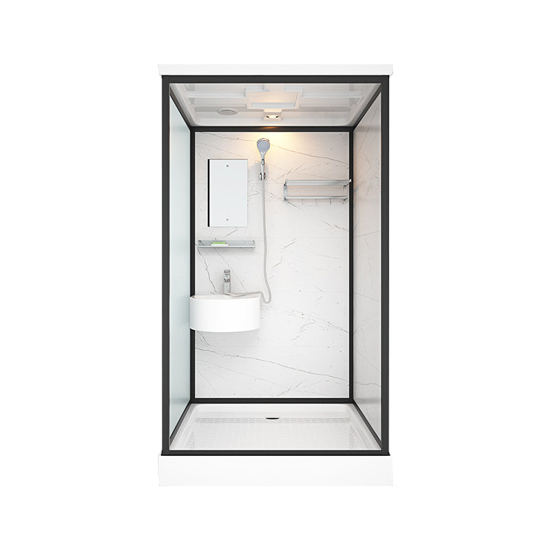 Base Included Framed Shower Stall with White Base and Fixed Panel 47"L x 39"W x 85"H Toilet Not Included Front Opening Clearhalo 'Bathroom Remodel & Bathroom Fixtures' 'Home Improvement' 'home_improvement' 'home_improvement_shower_stalls_enclosures' 'Shower Stalls & Enclosures' 'shower_stalls_enclosures' 'Showers & Bathtubs' 7257186