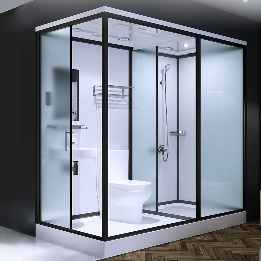 Base Included Framed Shower Stall with White Base and Fixed Panel Clearhalo 'Bathroom Remodel & Bathroom Fixtures' 'Home Improvement' 'home_improvement' 'home_improvement_shower_stalls_enclosures' 'Shower Stalls & Enclosures' 'shower_stalls_enclosures' 'Showers & Bathtubs' 7257188