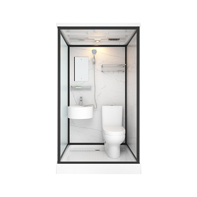 Base Included Framed Shower Stall with White Base and Fixed Panel 47"L x 39"W x 85"H Heating+Toilet Front Opening Clearhalo 'Bathroom Remodel & Bathroom Fixtures' 'Home Improvement' 'home_improvement' 'home_improvement_shower_stalls_enclosures' 'Shower Stalls & Enclosures' 'shower_stalls_enclosures' 'Showers & Bathtubs' 7257189