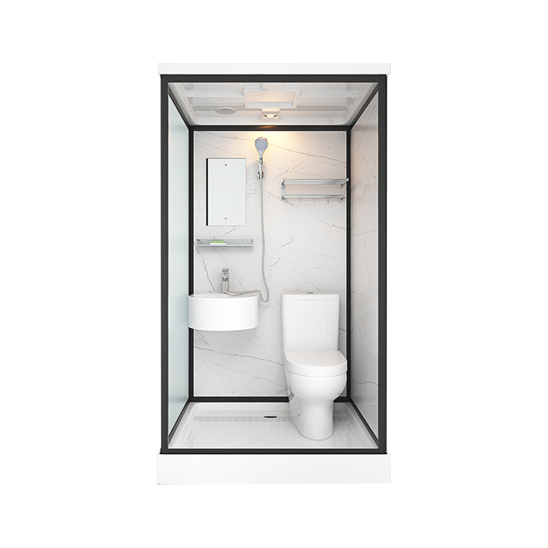Base Included Framed Shower Stall with White Base and Fixed Panel Clearhalo 'Bathroom Remodel & Bathroom Fixtures' 'Home Improvement' 'home_improvement' 'home_improvement_shower_stalls_enclosures' 'Shower Stalls & Enclosures' 'shower_stalls_enclosures' 'Showers & Bathtubs' 7257192