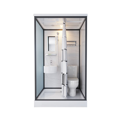 Base Included Framed Shower Stall with White Base and Fixed Panel 55"L x 43"W x 85"H Toilet Included Front Opening Clearhalo 'Bathroom Remodel & Bathroom Fixtures' 'Home Improvement' 'home_improvement' 'home_improvement_shower_stalls_enclosures' 'Shower Stalls & Enclosures' 'shower_stalls_enclosures' 'Showers & Bathtubs' 7257193