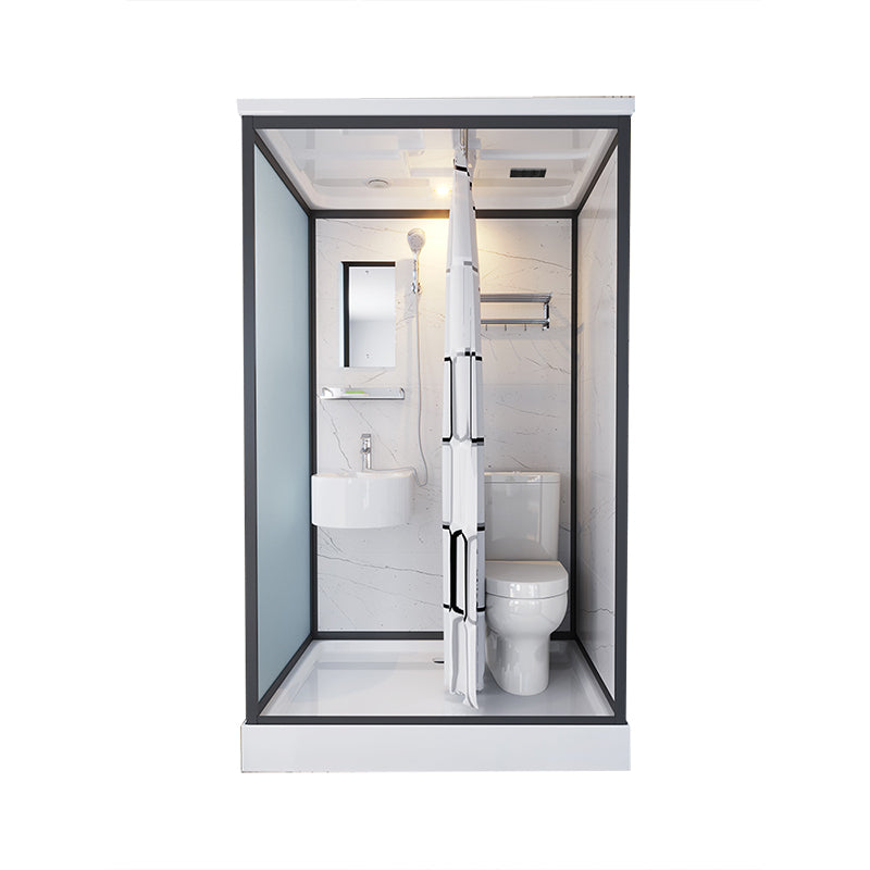 Base Included Framed Shower Stall with White Base and Fixed Panel 55"L x 43"W x 85"H Heating+Toilet Front Opening Clearhalo 'Bathroom Remodel & Bathroom Fixtures' 'Home Improvement' 'home_improvement' 'home_improvement_shower_stalls_enclosures' 'Shower Stalls & Enclosures' 'shower_stalls_enclosures' 'Showers & Bathtubs' 7257196