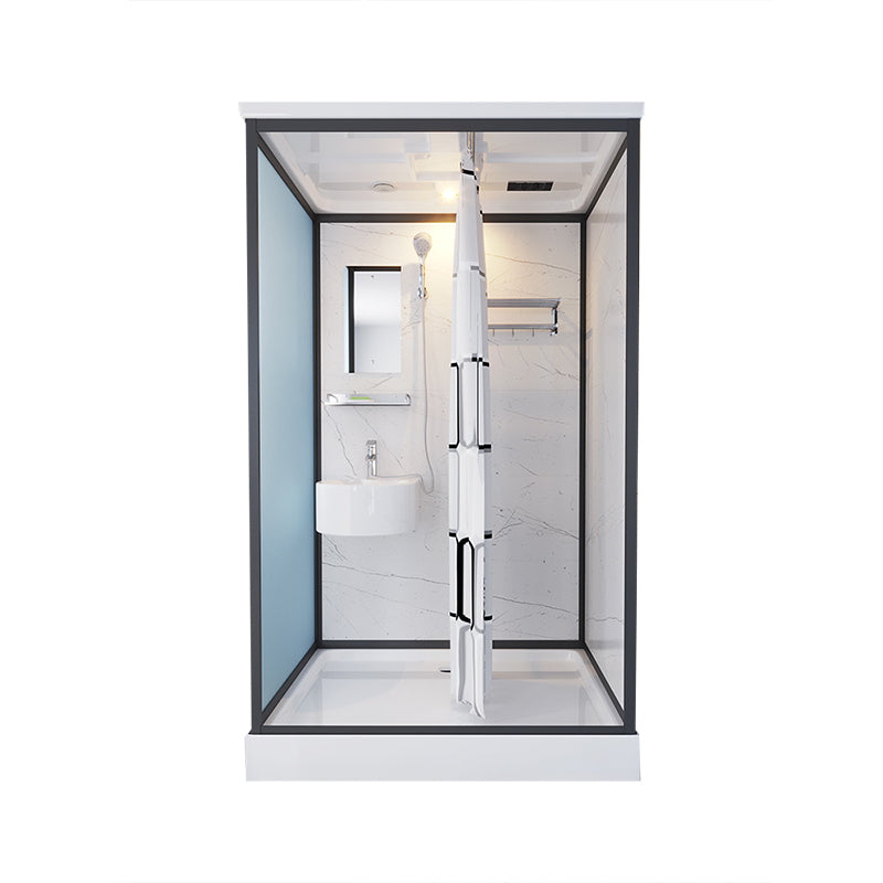 Base Included Framed Shower Stall with White Base and Fixed Panel 55"L x 43"W x 85"H Warm Braw Style Front Opening Clearhalo 'Bathroom Remodel & Bathroom Fixtures' 'Home Improvement' 'home_improvement' 'home_improvement_shower_stalls_enclosures' 'Shower Stalls & Enclosures' 'shower_stalls_enclosures' 'Showers & Bathtubs' 7257198