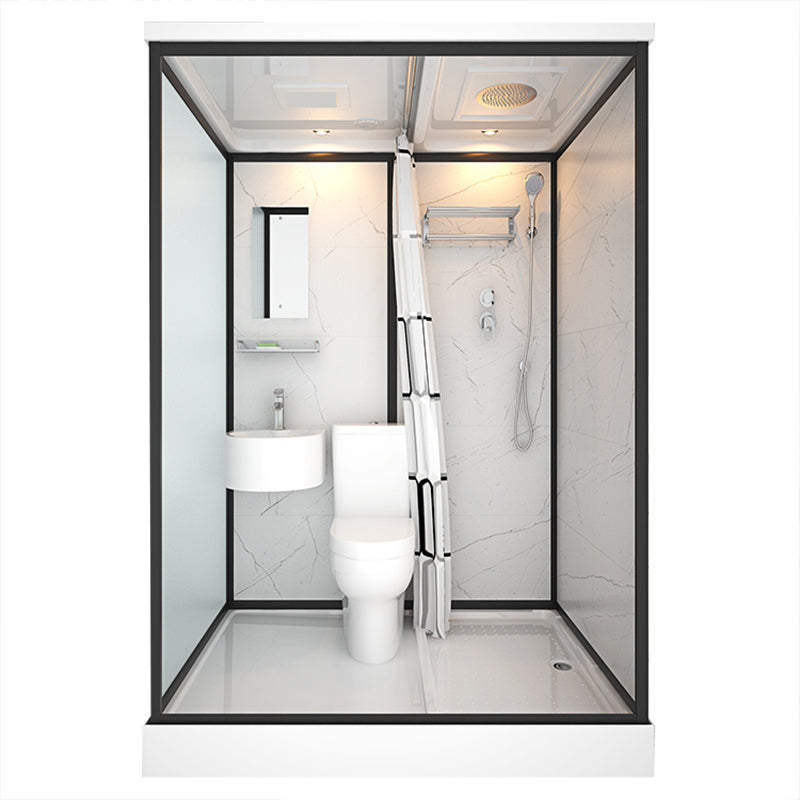 Base Included Framed Shower Stall with White Base and Fixed Panel 67"L x 47"W x 85"H Toilet Included Front Opening Clearhalo 'Bathroom Remodel & Bathroom Fixtures' 'Home Improvement' 'home_improvement' 'home_improvement_shower_stalls_enclosures' 'Shower Stalls & Enclosures' 'shower_stalls_enclosures' 'Showers & Bathtubs' 7257206