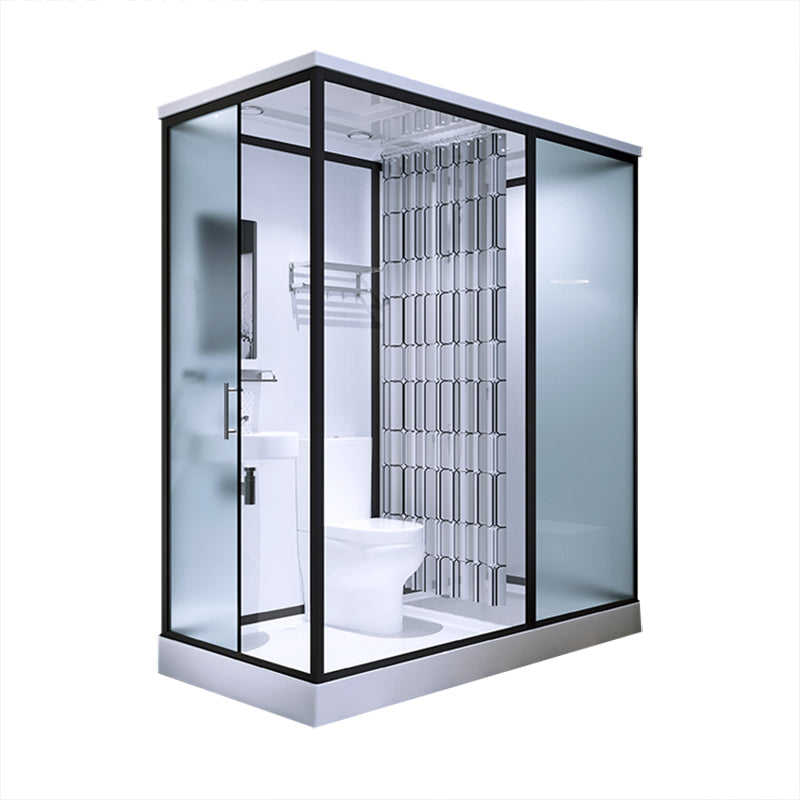 Base Included Framed Shower Stall with White Base and Fixed Panel 67"L x 47"W x 85"H Toilet Included Sided Opening Clearhalo 'Bathroom Remodel & Bathroom Fixtures' 'Home Improvement' 'home_improvement' 'home_improvement_shower_stalls_enclosures' 'Shower Stalls & Enclosures' 'shower_stalls_enclosures' 'Showers & Bathtubs' 7257210