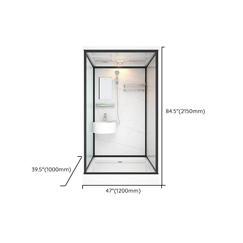 Base Included Framed Shower Stall with White Base and Fixed Panel Clearhalo 'Bathroom Remodel & Bathroom Fixtures' 'Home Improvement' 'home_improvement' 'home_improvement_shower_stalls_enclosures' 'Shower Stalls & Enclosures' 'shower_stalls_enclosures' 'Showers & Bathtubs' 7257219