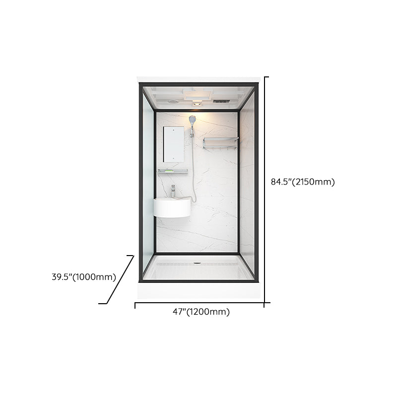 Base Included Framed Shower Stall with White Base and Fixed Panel Clearhalo 'Bathroom Remodel & Bathroom Fixtures' 'Home Improvement' 'home_improvement' 'home_improvement_shower_stalls_enclosures' 'Shower Stalls & Enclosures' 'shower_stalls_enclosures' 'Showers & Bathtubs' 7257221