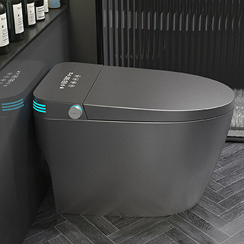 Modern Floor Mount Flush Toilet Siphon Jet Urine Toilet with Heated Seat for Washroom Grey Clearhalo 'Bathroom Remodel & Bathroom Fixtures' 'Home Improvement' 'home_improvement' 'home_improvement_toilets' 'Toilets & Bidets' 'Toilets' 7257503