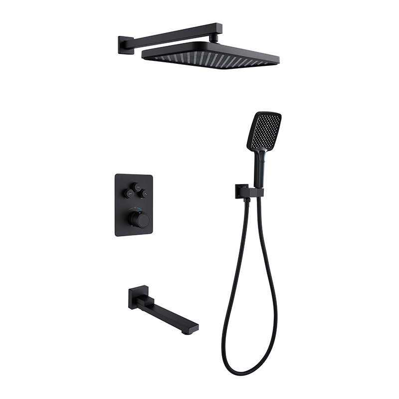 Modern Shower Head Combo Brass with Shower Arm Wall Mounted Shower System Clearhalo 'Bathroom Remodel & Bathroom Fixtures' 'Home Improvement' 'home_improvement' 'home_improvement_shower_faucets' 'Shower Faucets & Systems' 'shower_faucets' 'Showers & Bathtubs Plumbing' 'Showers & Bathtubs' 7258099