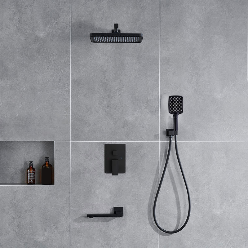 Modern Shower Head Combo Brass with Shower Arm Wall Mounted Shower System Black 3 Temperature Control Clearhalo 'Bathroom Remodel & Bathroom Fixtures' 'Home Improvement' 'home_improvement' 'home_improvement_shower_faucets' 'Shower Faucets & Systems' 'shower_faucets' 'Showers & Bathtubs Plumbing' 'Showers & Bathtubs' 7258105