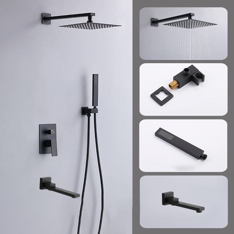 Modern Shower Head Combo Brass Wall Mounted Adjustable Water Flow Shower Trim Hand Spray & In-Wall Top Spray & Water Outlet Clearhalo 'Bathroom Remodel & Bathroom Fixtures' 'Home Improvement' 'home_improvement' 'home_improvement_shower_faucets' 'Shower Faucets & Systems' 'shower_faucets' 'Showers & Bathtubs Plumbing' 'Showers & Bathtubs' 7258165