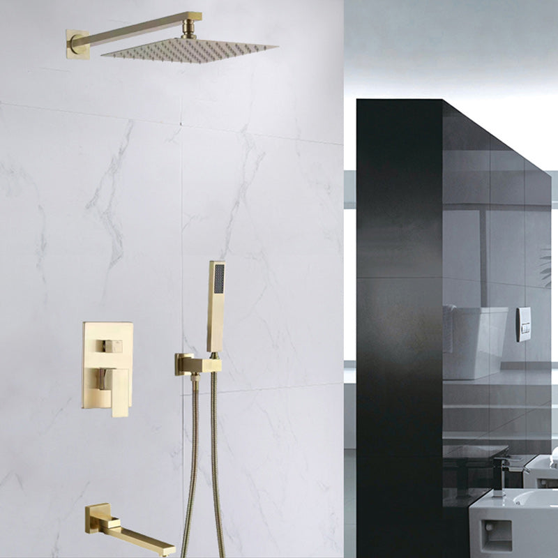 Modern Shower Head Combo Brass Wall Mounted Adjustable Water Flow Shower Trim Hand Spray & In-Wall Top Spray & Water Outlet Clearhalo 'Bathroom Remodel & Bathroom Fixtures' 'Home Improvement' 'home_improvement' 'home_improvement_shower_faucets' 'Shower Faucets & Systems' 'shower_faucets' 'Showers & Bathtubs Plumbing' 'Showers & Bathtubs' 7258170