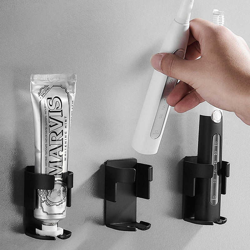 Modern Black/White 4-Piece Bathroom Accessory Set, Toothbrush Holder Clearhalo 'Bathroom Hardware Sets' 'Bathroom Hardware' 'Bathroom Remodel & Bathroom Fixtures' 'bathroom_hardware_sets' 'Home Improvement' 'home_improvement' 'home_improvement_bathroom_hardware_sets' 7258730