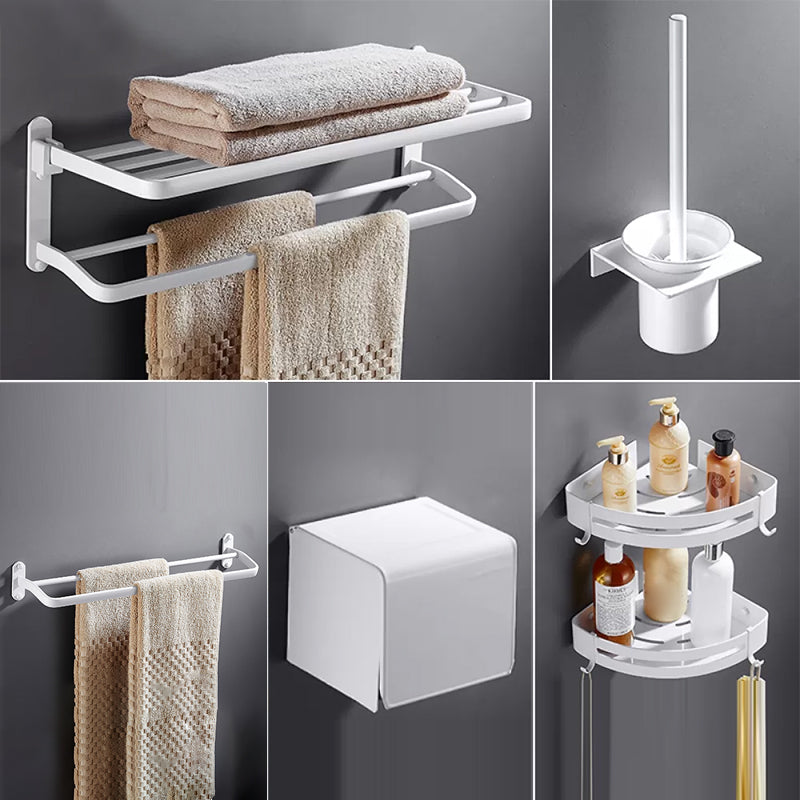 White Bathroom Accessories Hardware Set Modern Bathroom Accessory Kit, Towel Bar No Hook Included 5-Piece Set (Toilet Paper Holder) Clearhalo 'Bathroom Hardware Sets' 'Bathroom Hardware' 'Bathroom Remodel & Bathroom Fixtures' 'bathroom_hardware_sets' 'Home Improvement' 'home_improvement' 'home_improvement_bathroom_hardware_sets' 7258740