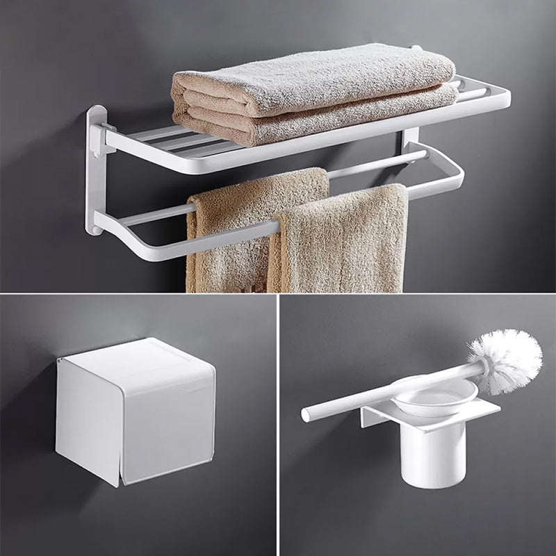 White Bathroom Accessories Hardware Set Modern Bathroom Accessory Kit, Towel Bar No Hook Included 3-Piece Set (Toilet Paper Holder) Clearhalo 'Bathroom Hardware Sets' 'Bathroom Hardware' 'Bathroom Remodel & Bathroom Fixtures' 'bathroom_hardware_sets' 'Home Improvement' 'home_improvement' 'home_improvement_bathroom_hardware_sets' 7258748