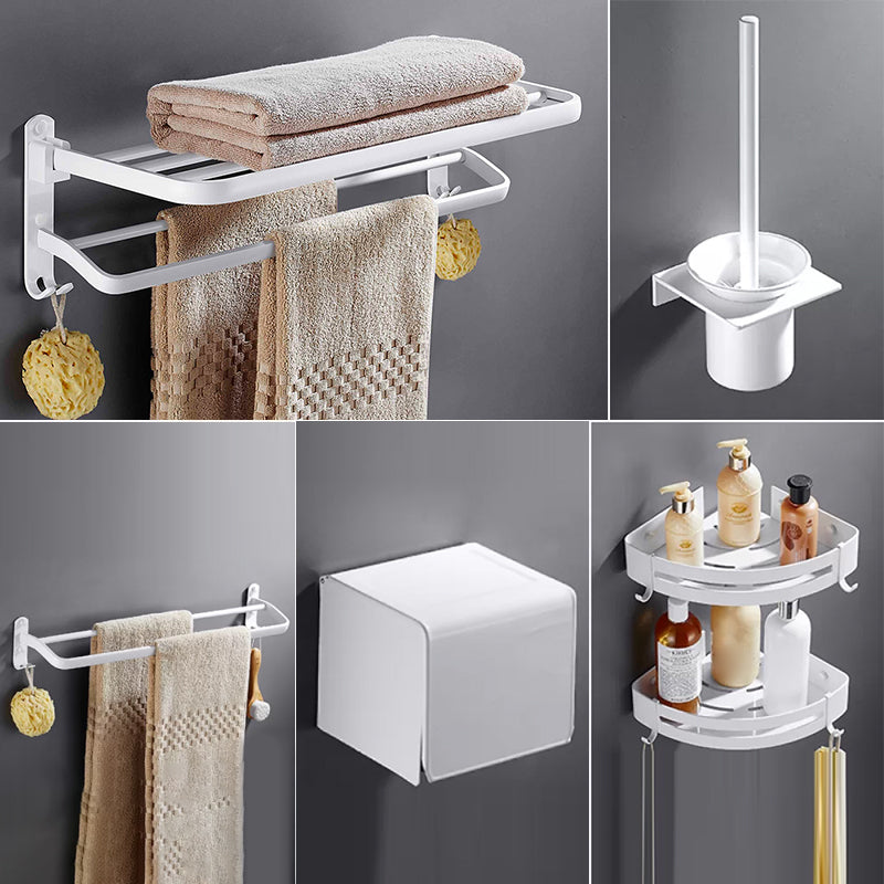White Bathroom Accessories Hardware Set Modern Bathroom Accessory Kit, Towel Bar 2 5-Piece Set (Toilet Paper Holder) Clearhalo 'Bathroom Hardware Sets' 'Bathroom Hardware' 'Bathroom Remodel & Bathroom Fixtures' 'bathroom_hardware_sets' 'Home Improvement' 'home_improvement' 'home_improvement_bathroom_hardware_sets' 7258754